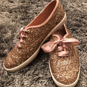Kate Spade rose gold glitter Keds - size 8